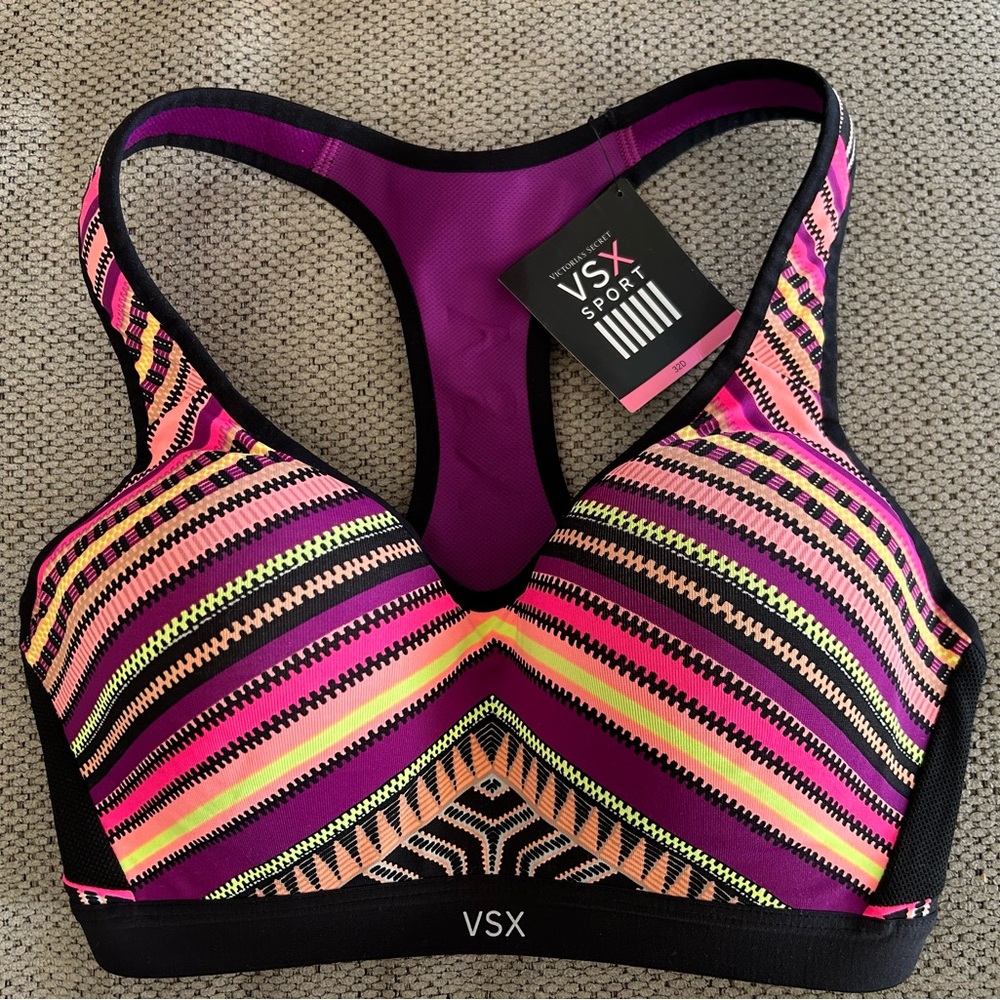 VICTORIA'S SECRET INCREDIBLE MULTI COLOR VSX SPORT BRA NWT 32D MAXIMUM SUPPORT